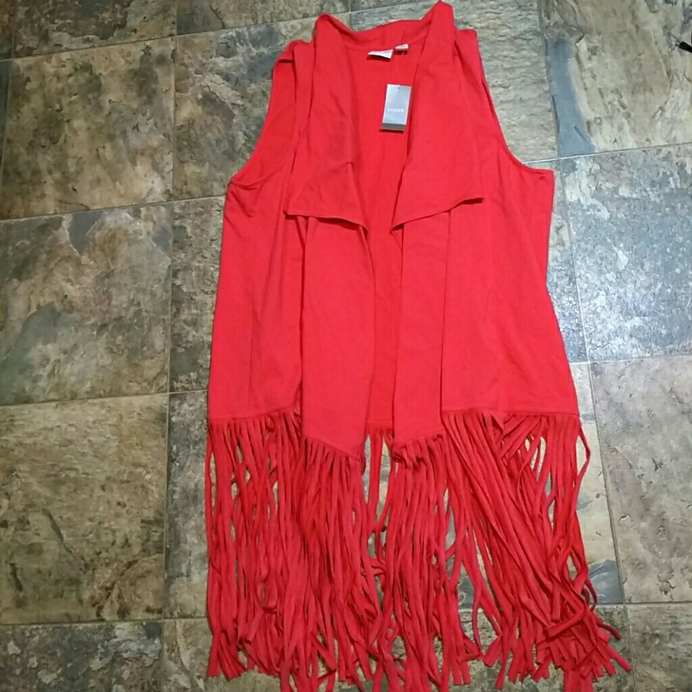 NWT Chico's Fringe Vest sz 3 Zenergy